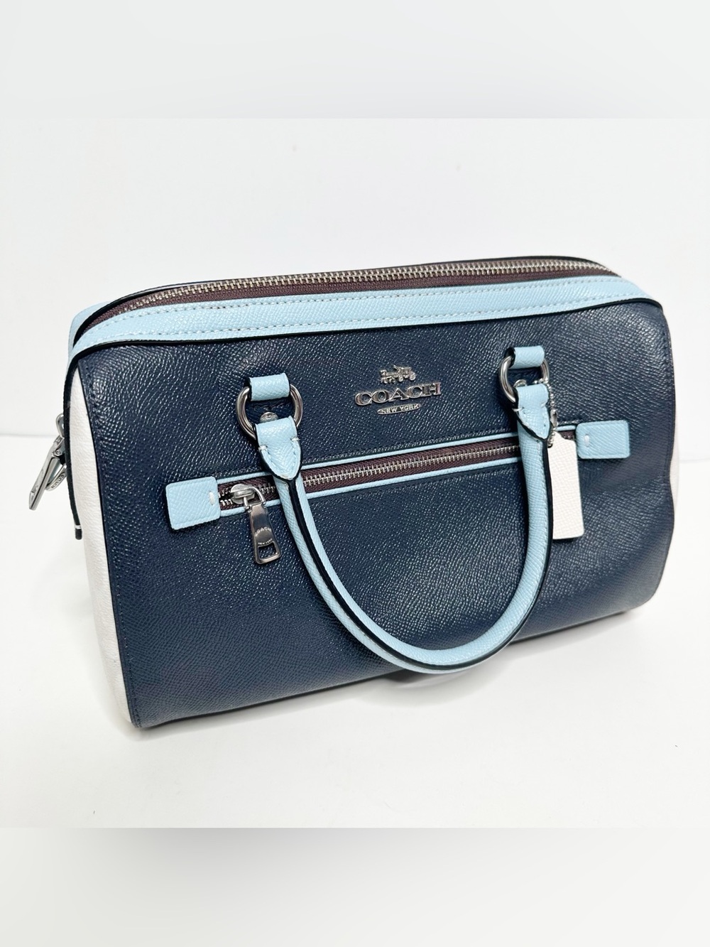 Coach Rowan Blue Chalk Colorblock Satchel Purse